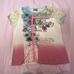 Y2K Vanilla Sugar Butterfly Pink and Blue Graphic Tee